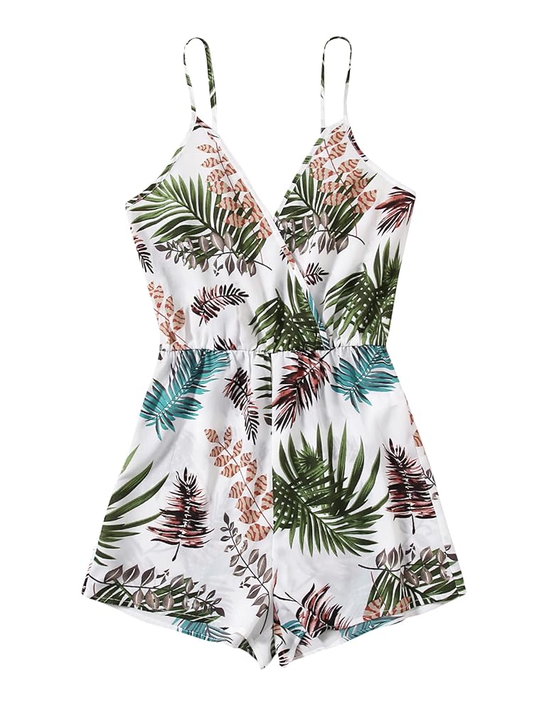 新品✴︎ALEXIASTAM Floral Cozy Cami Romper S Amazon.com: SheIn Women's Tropical Cami Rompers Sleeveless V